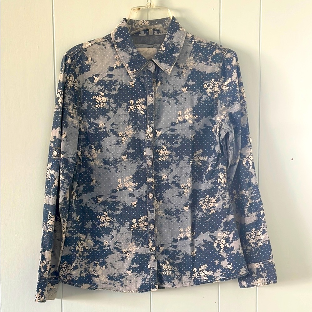 Justice floral denim button down shirt